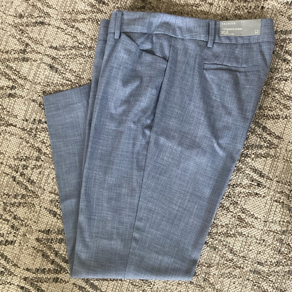 TALBOTS HAMPSHIRE ANKLE PANTS Straight Leg *Size 12* Mills Navy color NEW